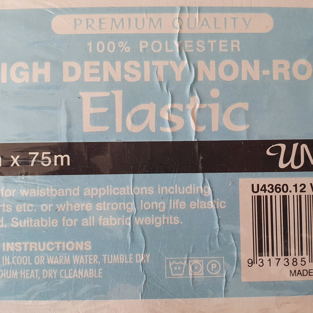 12mm Elastic White High Density Non Roll Elastic