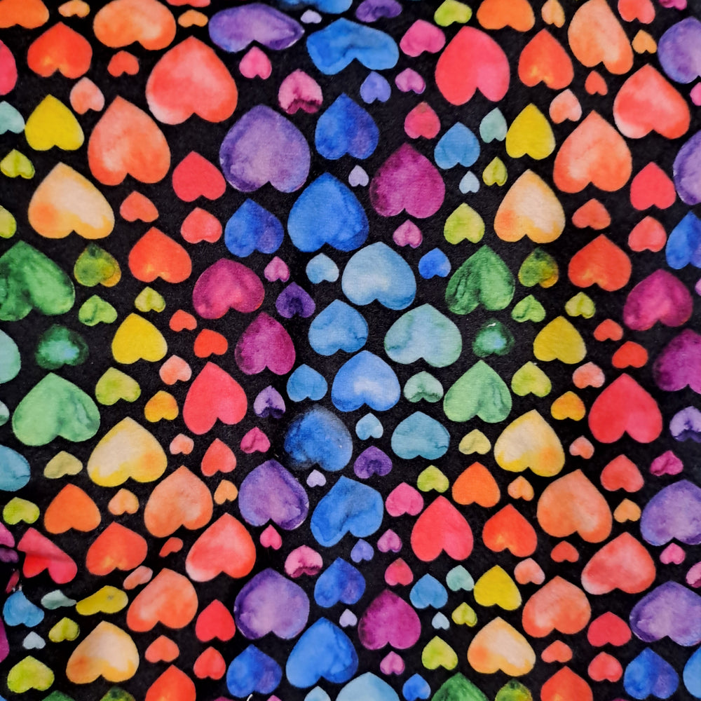 Kwaint Watrcolour Hearts Black Squish 290gsm