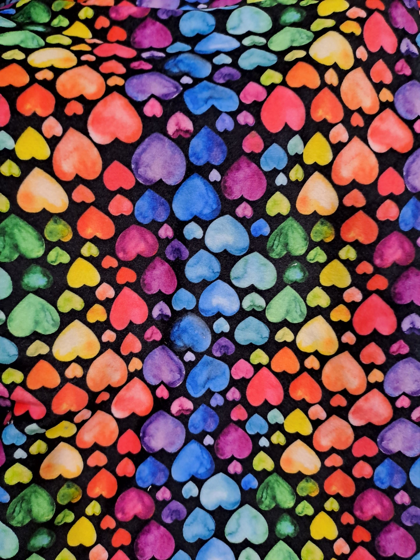 Kwaint Watrcolour Hearts Black Squish 290gsm