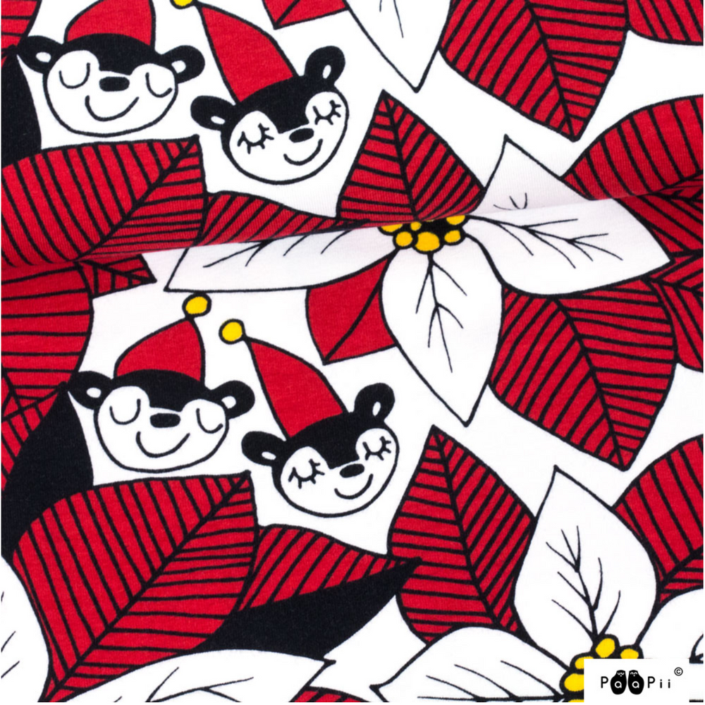 
                      
                        PaaPii Poinsettias Red Christmas Organic Cotton Lycra
                      
                    