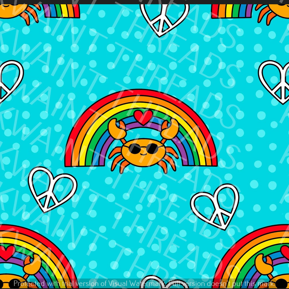 Fabric Mama Rainbows Crabs Rainbow Fabric On Demand Pre Order