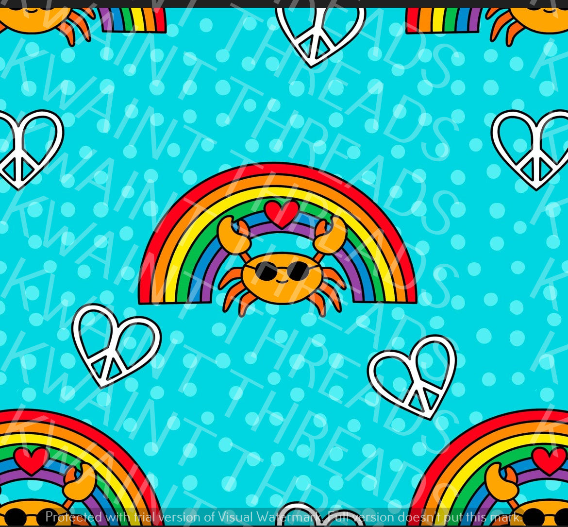 Fabric Mama Rainbows Crabs Rainbow Fabric On Demand Pre Order