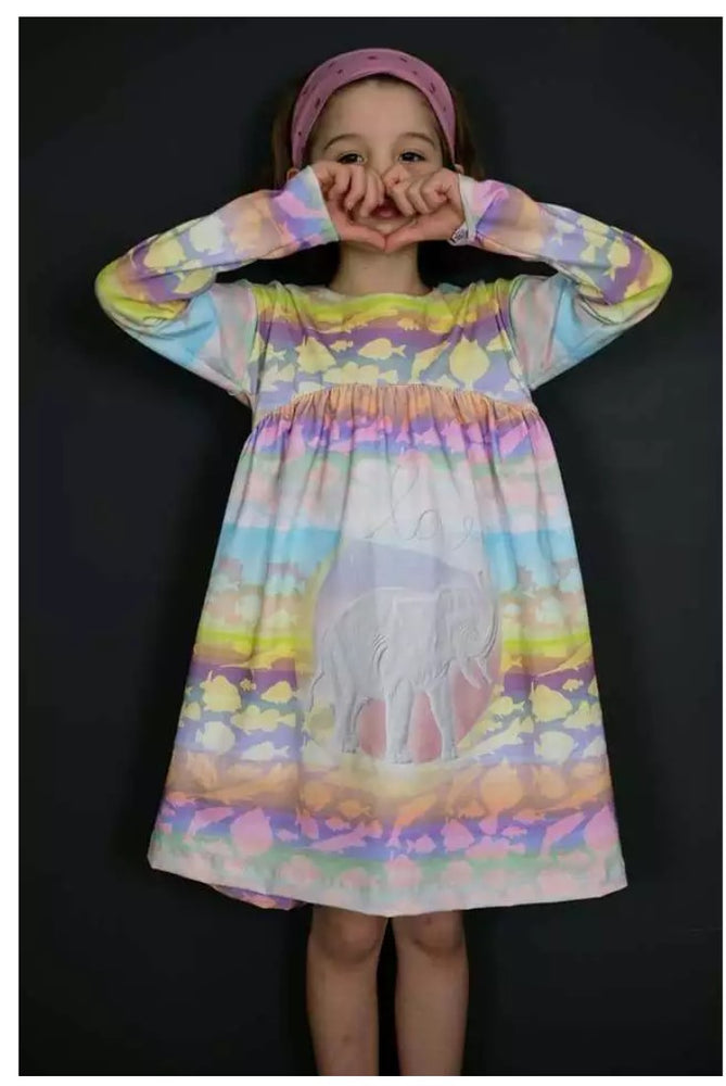
                      
                        Lillestoff Gentle Elephant Rainbow Organic Cotton Lycra Jersey Knit Fabric
                      
                    