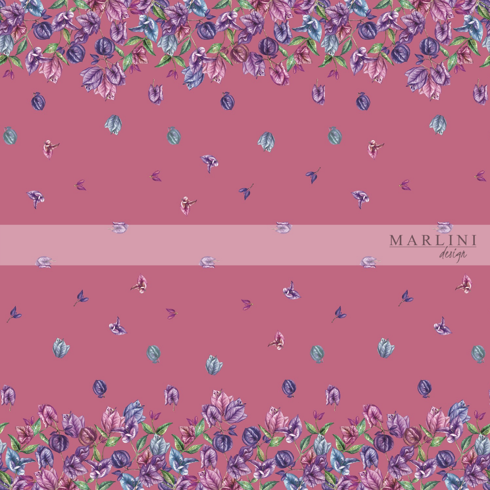 Marlini Bougainvillea Pink Border Print