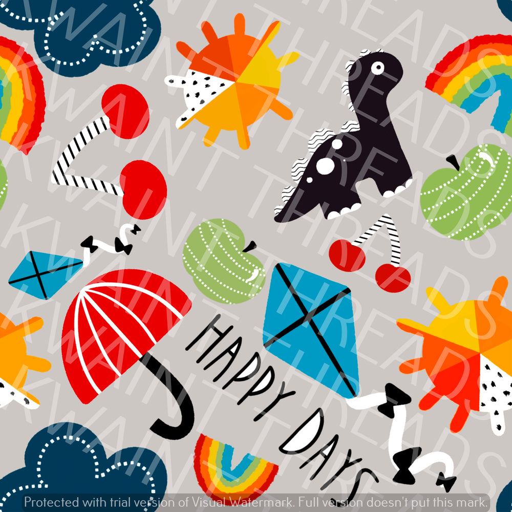 Fabric Mama Happy Days Dinosaur Fabric On Demand Pre Order