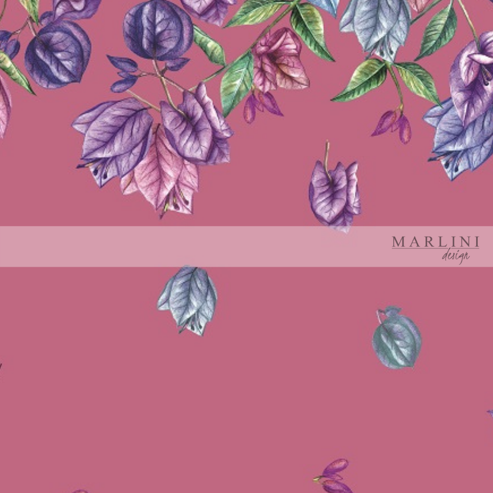 Marlini Bougainvillea Pink Border Print