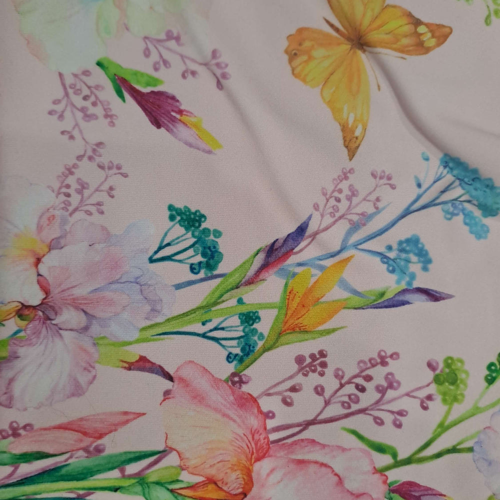 Kwaint Butterflies and flowers pink Double Brushed Poly