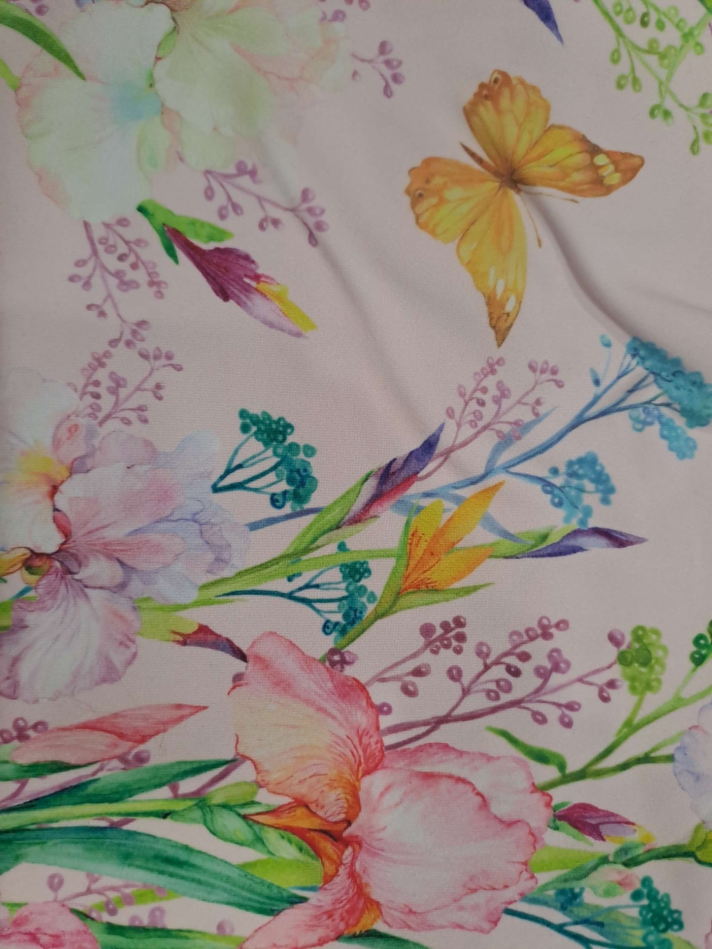 Kwaint Butterflies and flowers pink Double Brushed Poly
