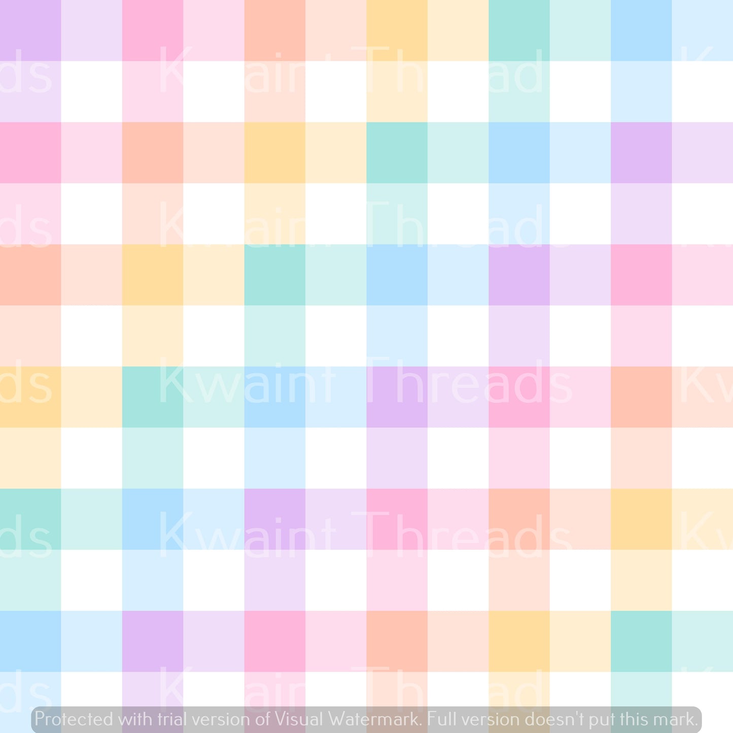 Kwaint Rainbow Pastel Checks Chequered Print Pre order Fabric