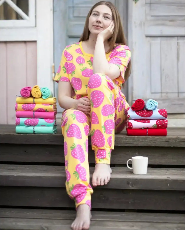 PaaPii Strawberries Yellow Cotton Lycra