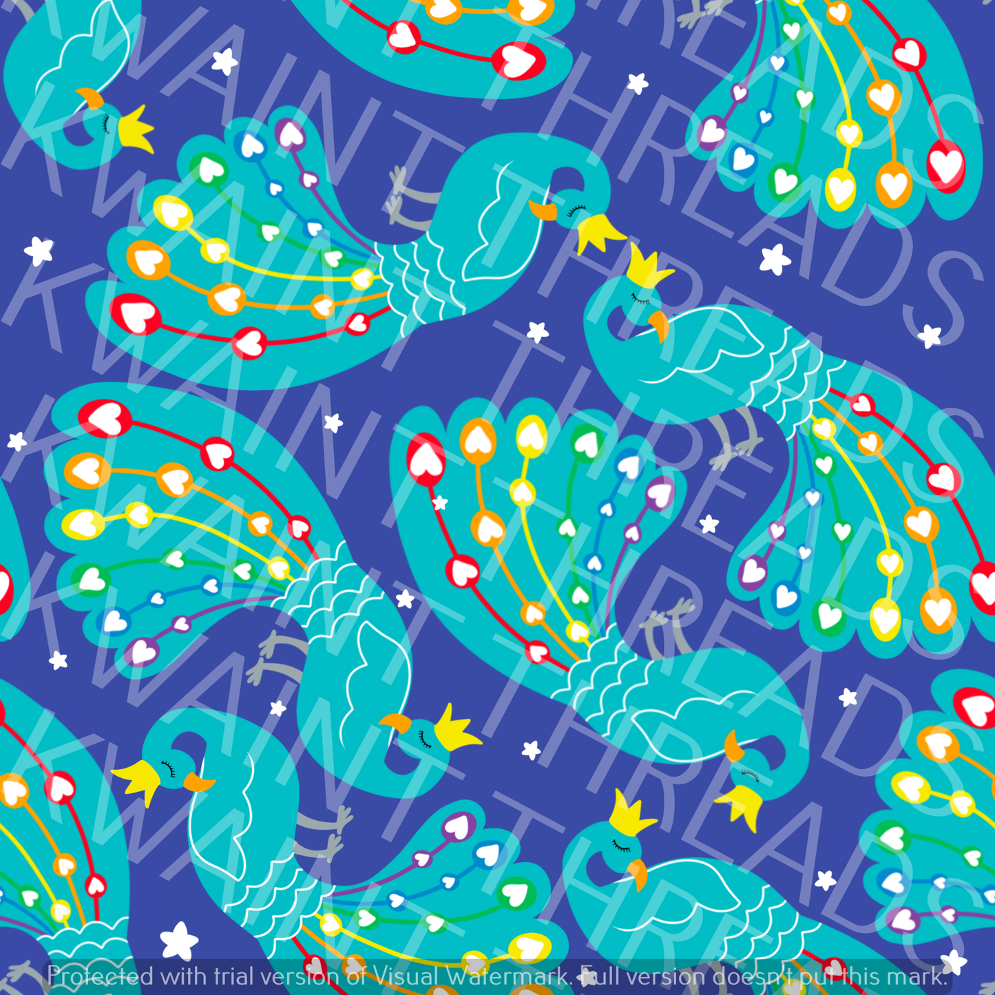 Fabric Mama Peacocks Blue Peacock Fabric On Demand Pre Order