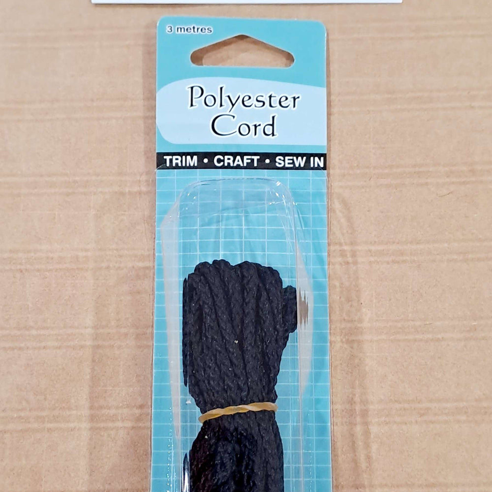 Black Prepackaged Hoodie Cord 3 Meters Black