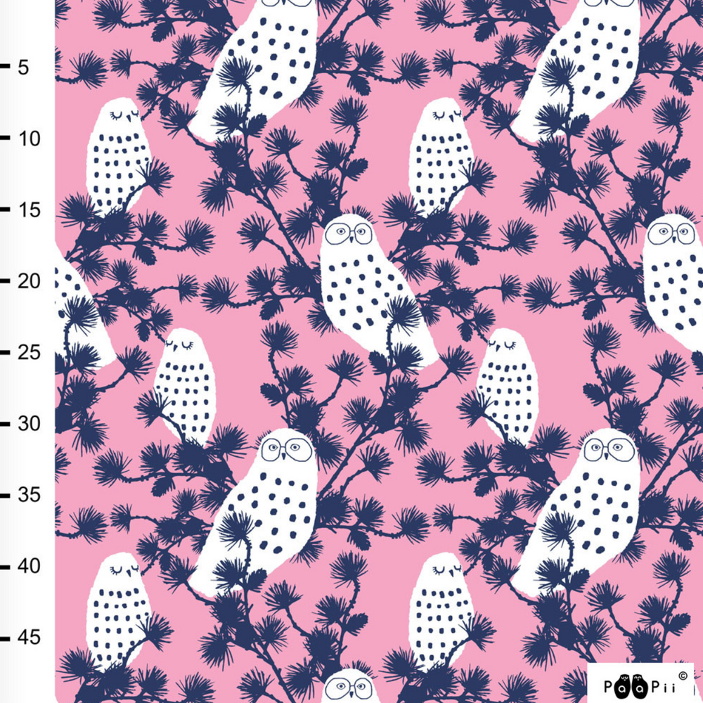 
                      
                        PaaPii Snow Owls Pink Blueberry Organic Cotton Lycra
                      
                    