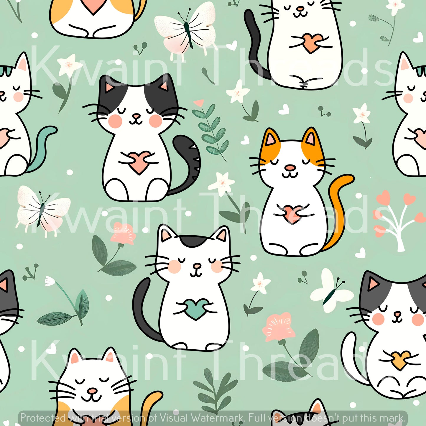 Fabric Mama Mint Cats Pre order