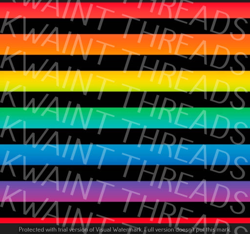Fabric Mama Rainbow Ombre Stripes Black Fabric On Demand Pre Order