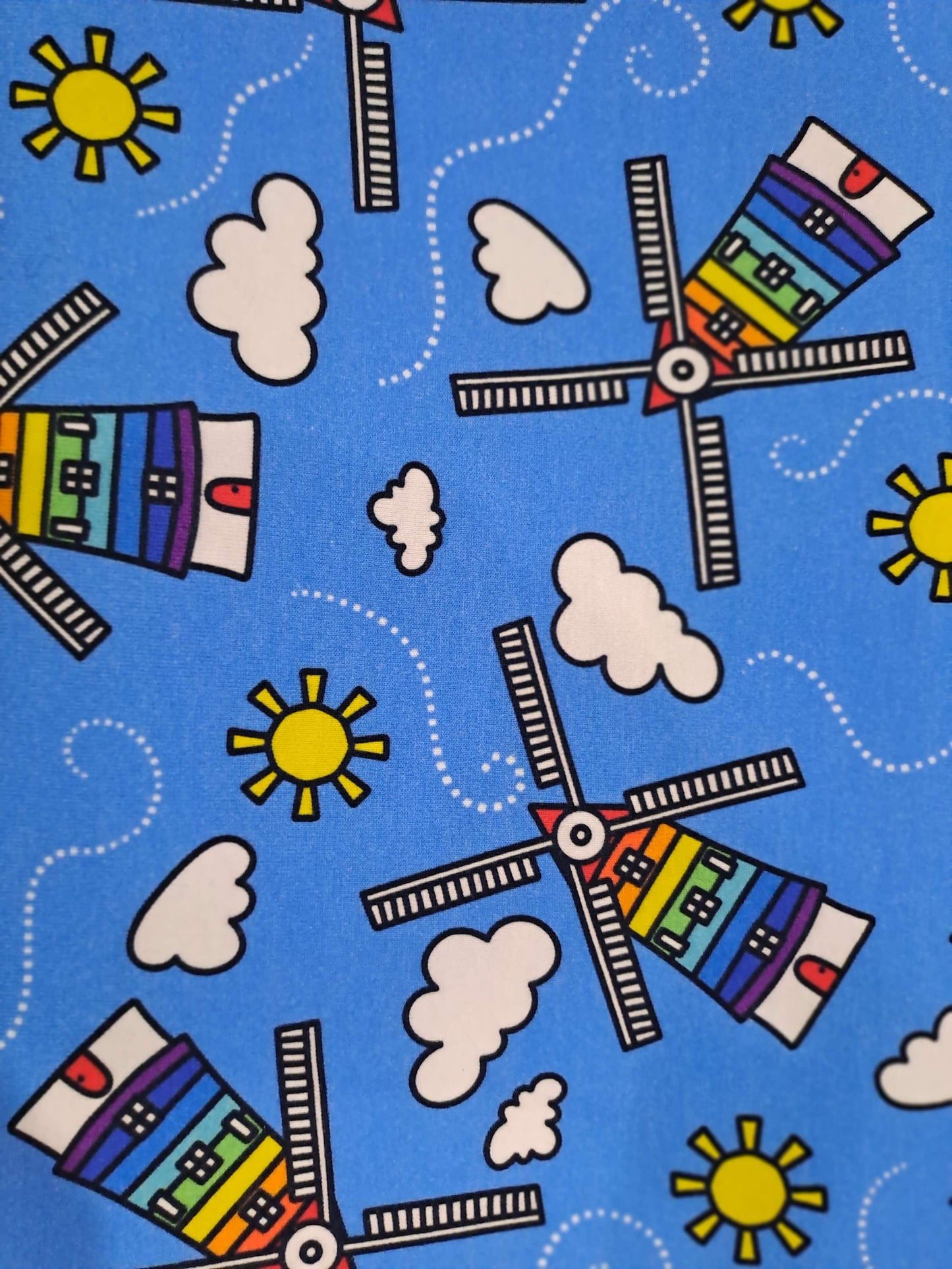 Fabric Mama Windmills 220gsm Cotton Lycra