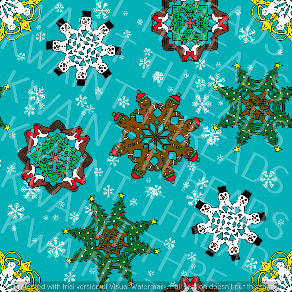 Fabric Mama Christmas Snowflakes Fabric On Demand Pre Order