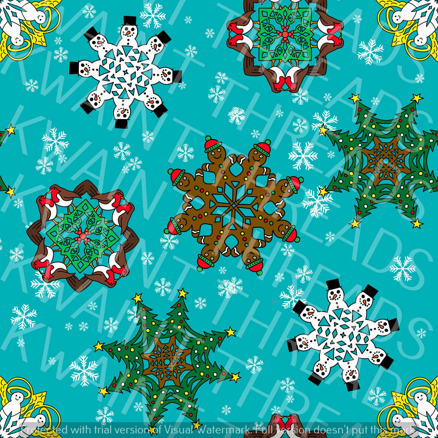 Fabric Mama Christmas Snowflakes Fabric On Demand Pre Order