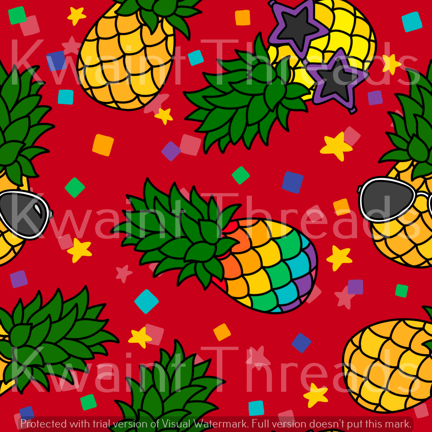 Fabric Mama Pineapple Party Rainbow Pineapples Fabric On Demand Pre Orde