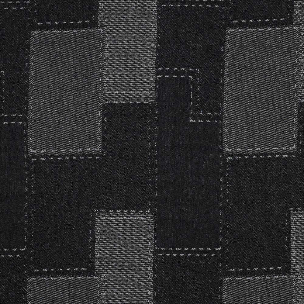 Black Patchwork Jaquard Denim
