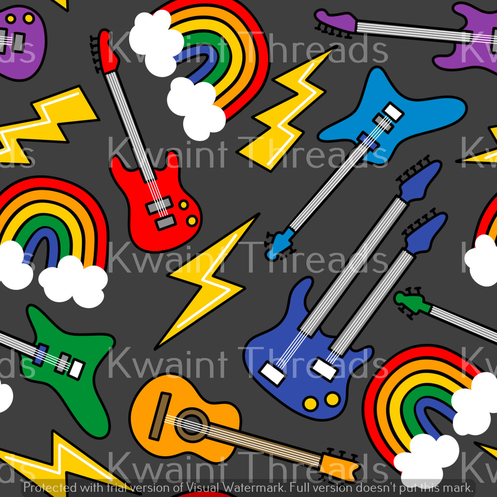 Fabric Mama Rainbows Rock Guitars On Demand Pre Order