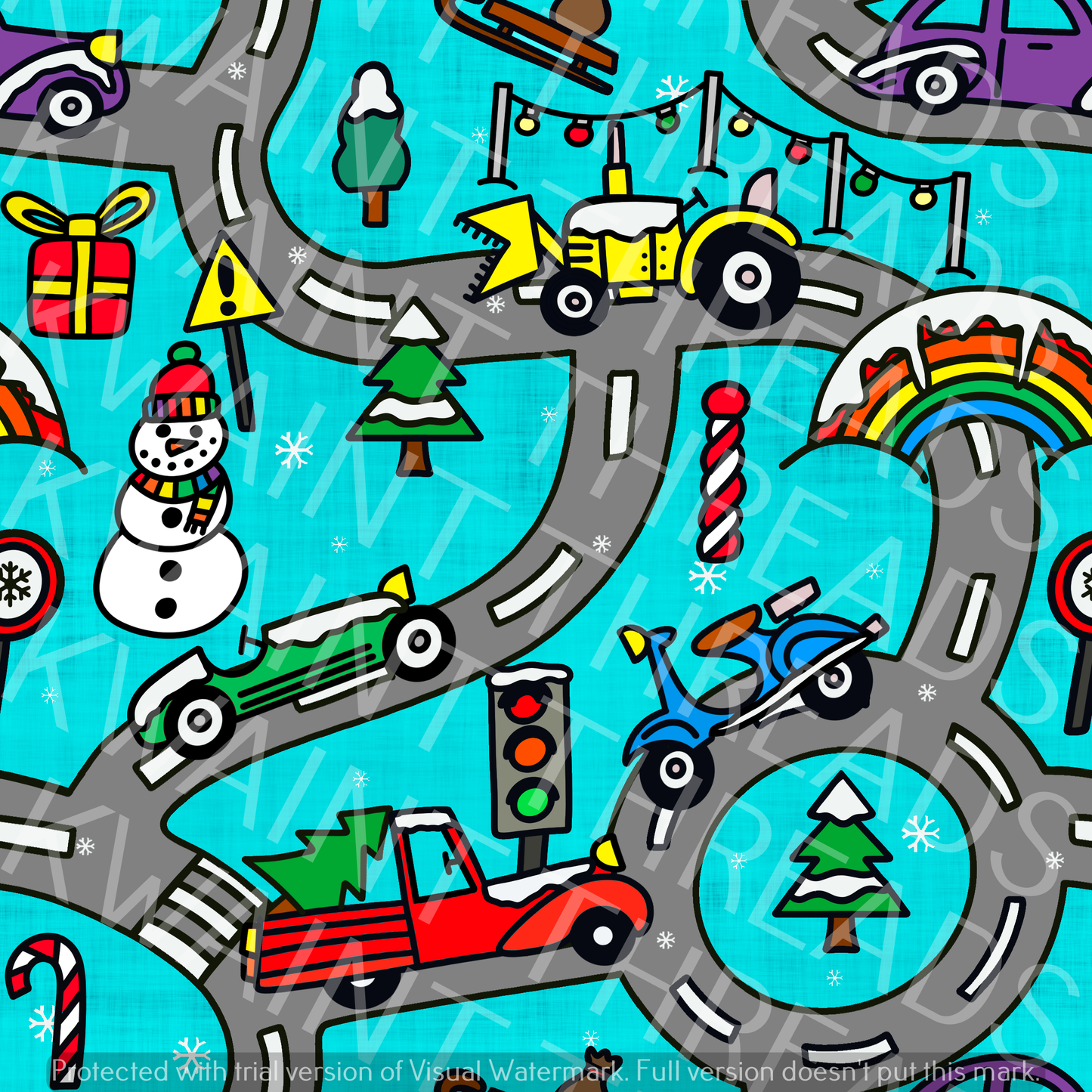 Fabric Mama Christmas Road Ways Fabric On Demand Pre Ord