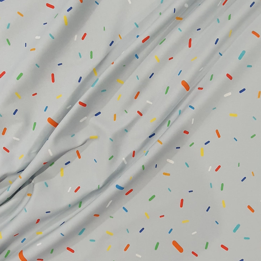 Fabric Mama Coordinate Sprinkles Grey Organic Cotton Lycra Jersey Knit Fa