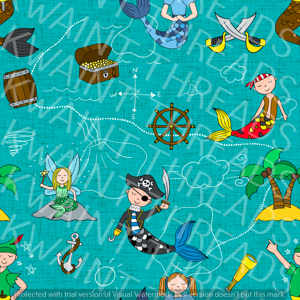 Fabric Mama Neverland Merfolk Mermaid Fabric On Demand Pre Order
