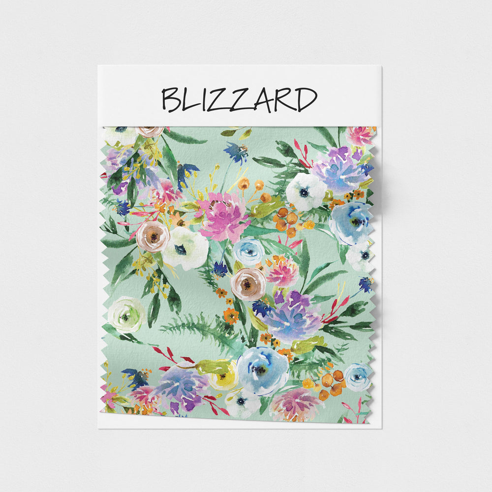 Sharon Gunawan Garden Frenzy Blizzard Green Flowers Fabric On Demand Pre-Order