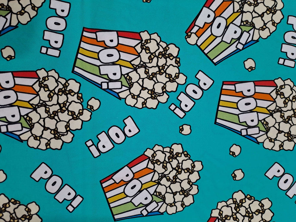 Fabric Mama Pop Pop Popcorn Teal Cotton Twill 150gsm