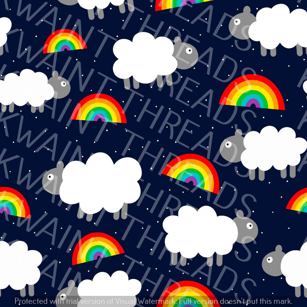 Fabric Mama Rainbows and Sheep Rainbow Fabric On Demand Pre Order