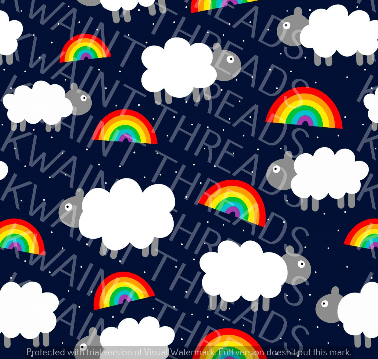 Fabric Mama Rainbows and Sheep Rainbow Fabric On Demand Pre Order