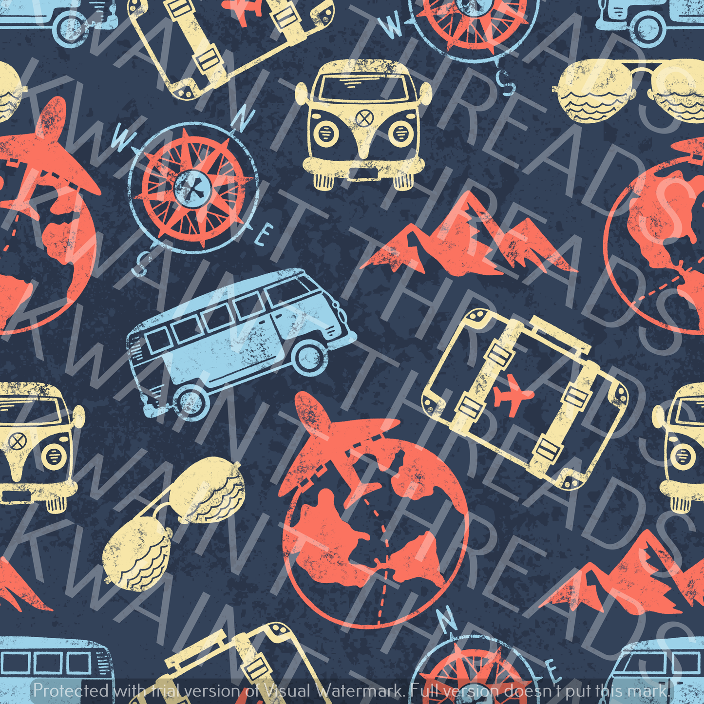 Fabric Mama Explore the World Travelling Fabric On Demand Pre Order