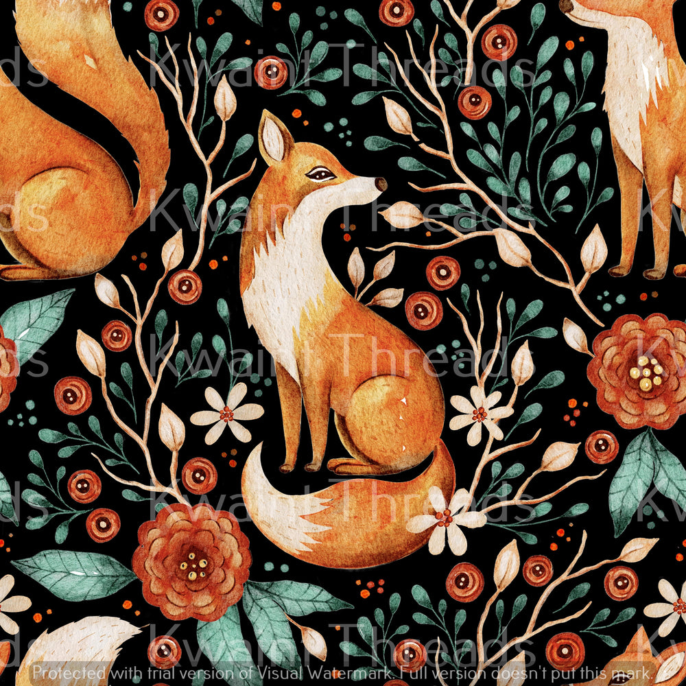 Kwaint Fox sitting in the Forest Pre order Fabric
