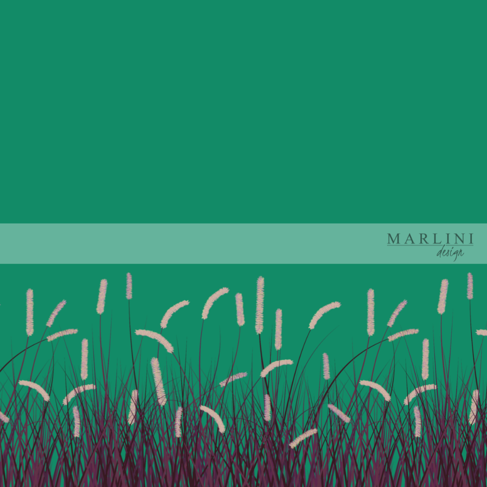 Marlini Wavy Grass Purple Border Print