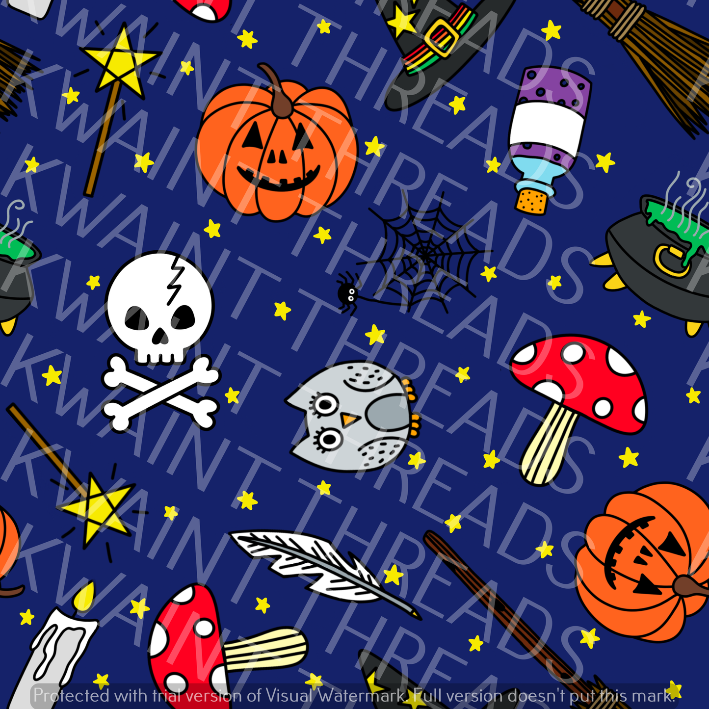 Fabric Mama Hocus Pocus Busy Halloween Magic Fabric On Demand Pre Order