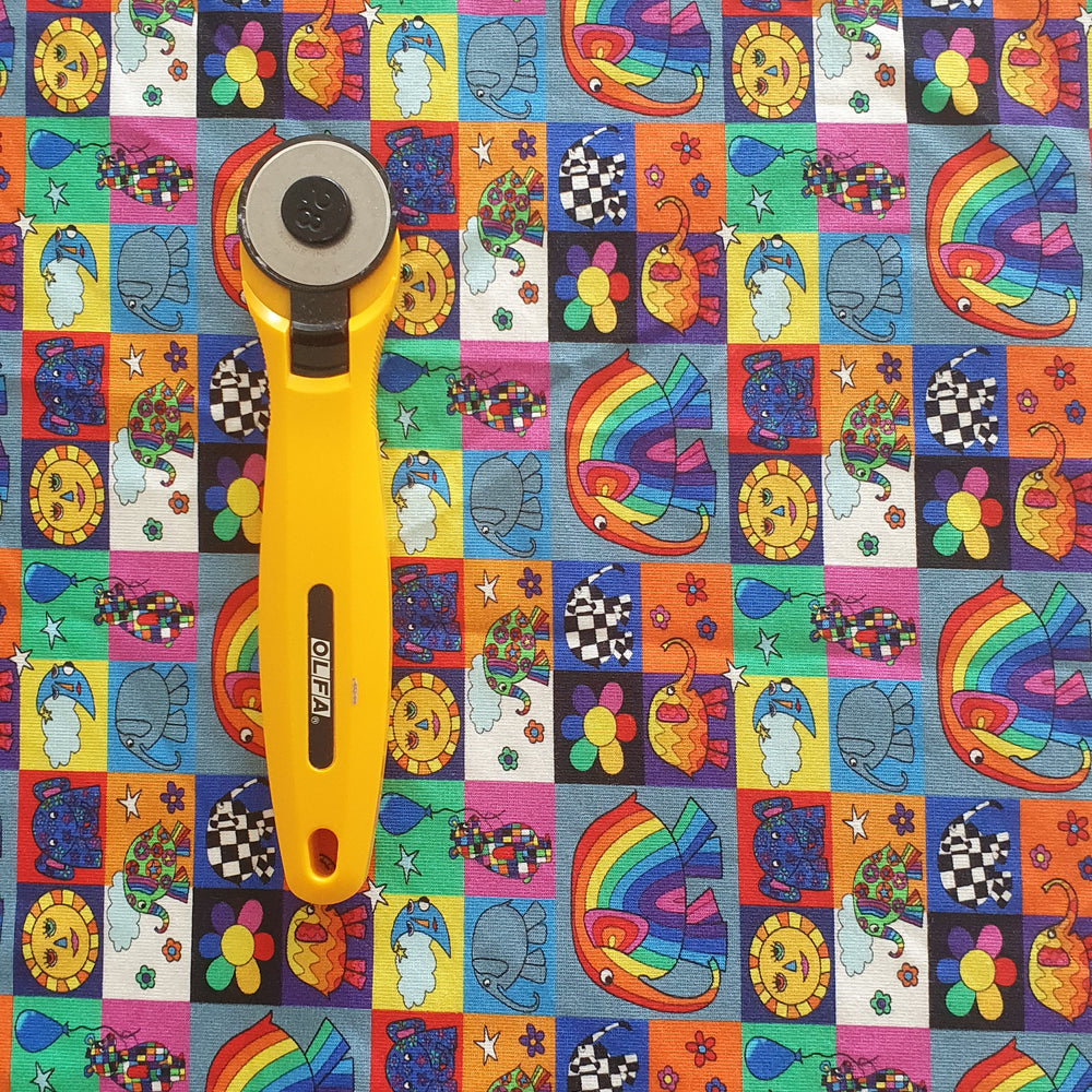 
                      
                        Karly Art Elephant Rainbow Patchwork Organic Cotton Lycra Fabric
                      
                    
