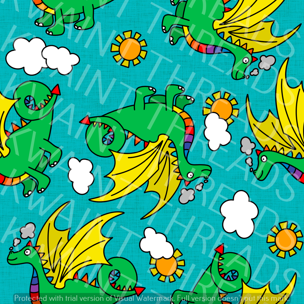 Fabric Mama New Norbert Green Dragon Fabric On Demand Pre Order