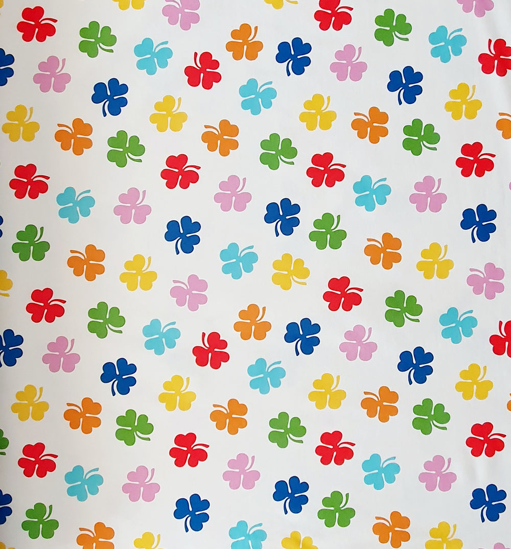 Colours in My Soul Rainbow Clovers Go Colorful Organic Cotton Lycra Knit Fabric