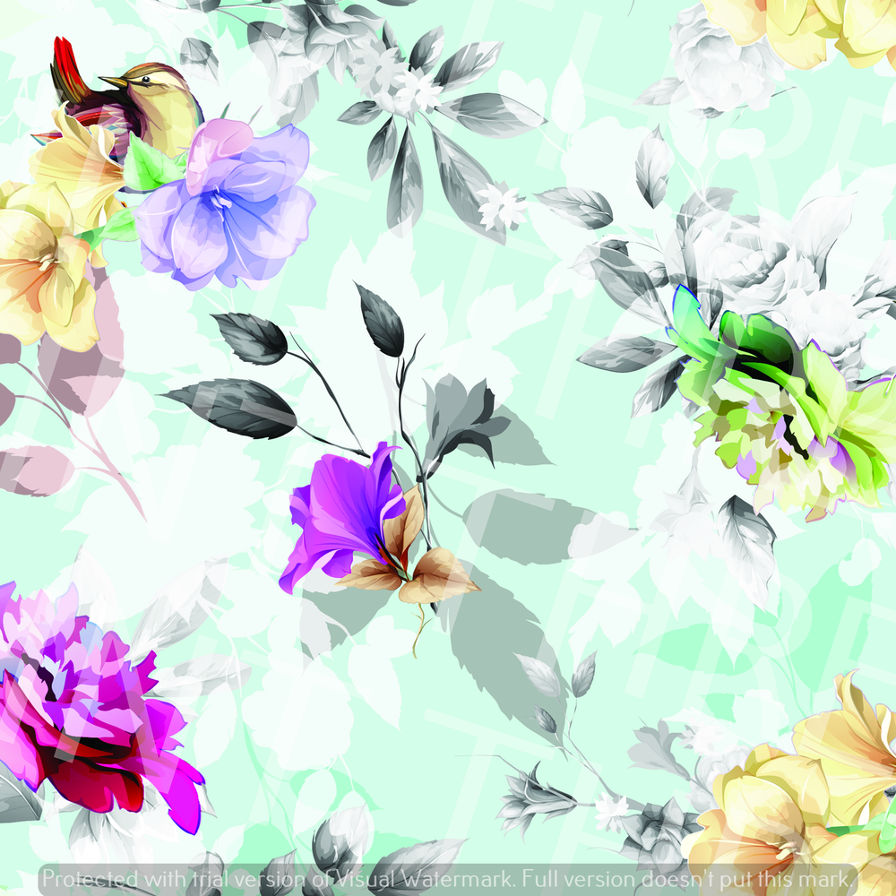 Birds and Flowers Pre order Floral mint fabric bouquet of flowers