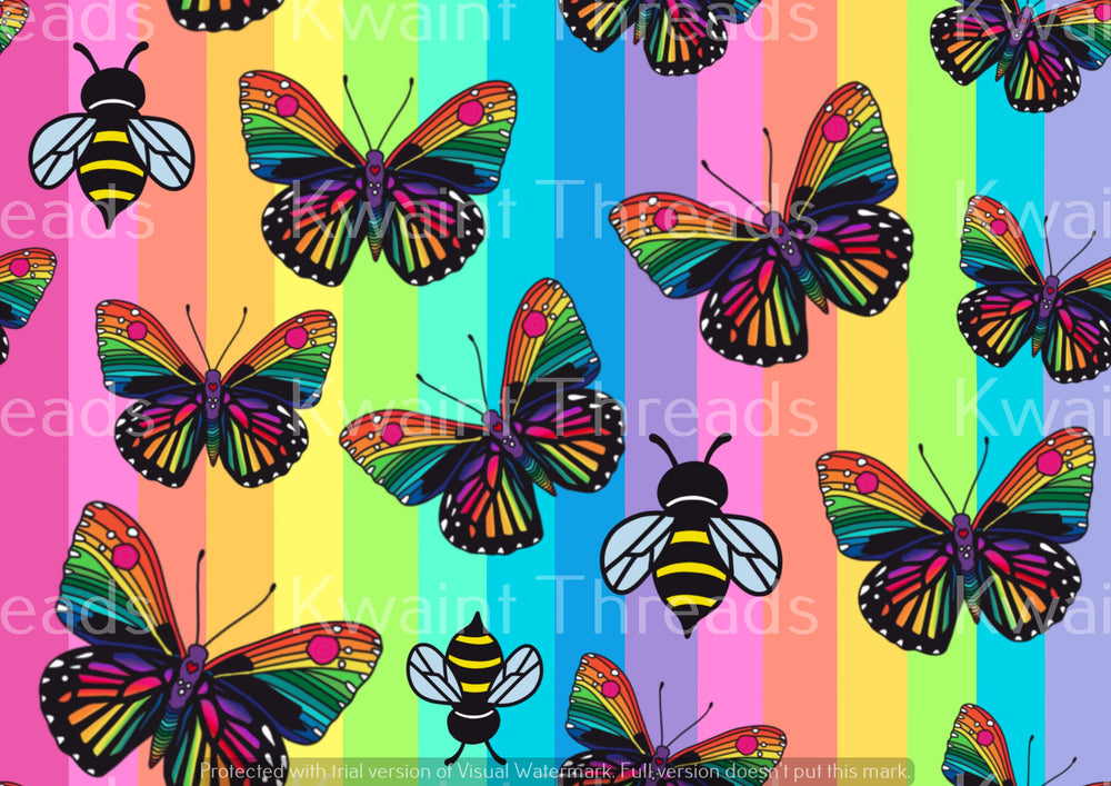 Karly Art Rainbow Striped Butterflies On Demand Pre Order