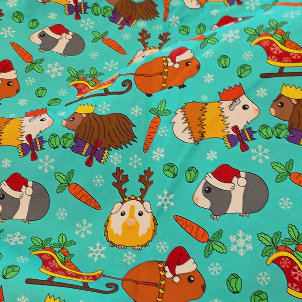 Fabric Mama Christmas Guinea Pigs Organic Cotton Lycra