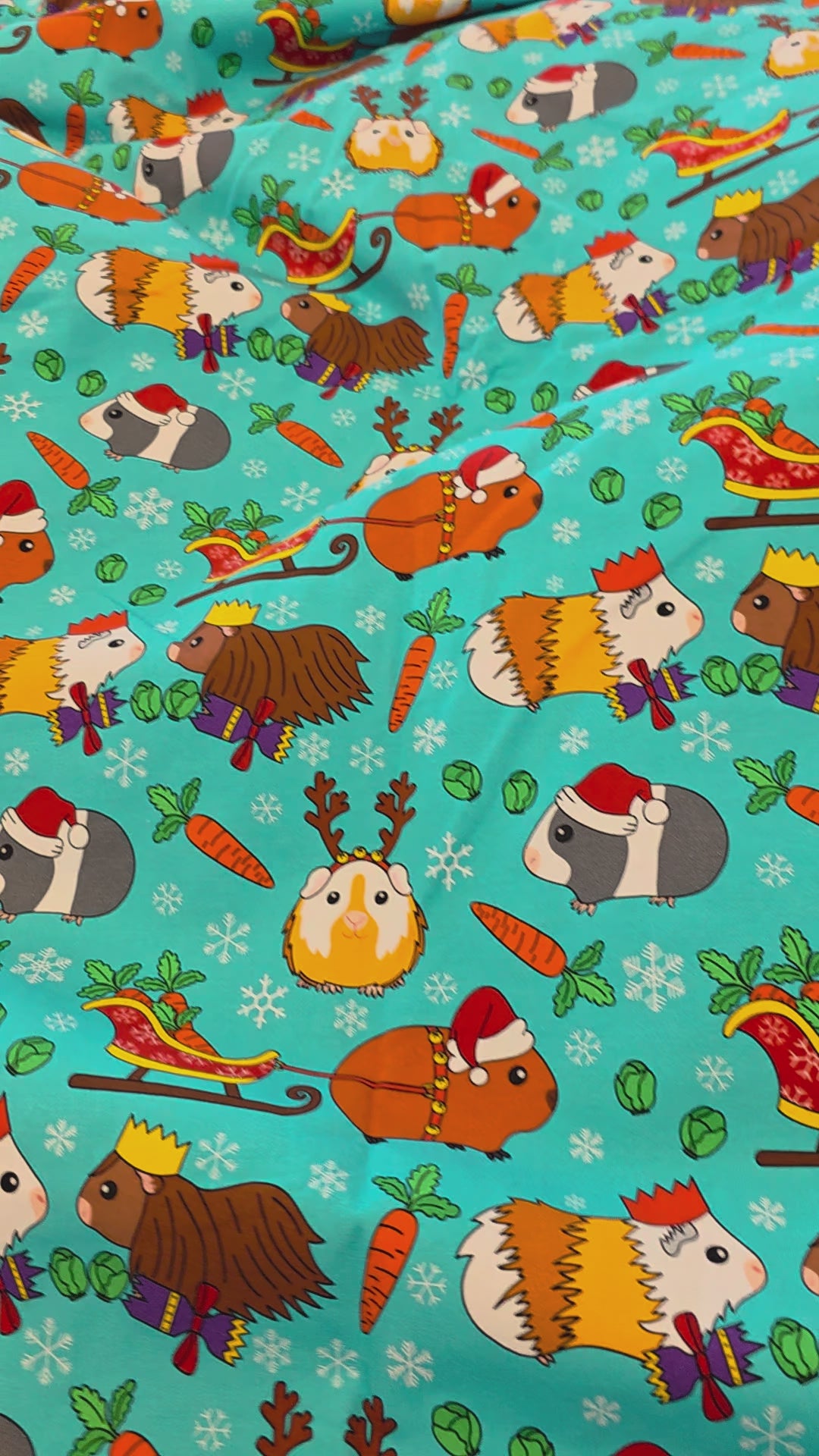Fabric Mama Christmas Guinea Pigs Organic Cotton Lycra