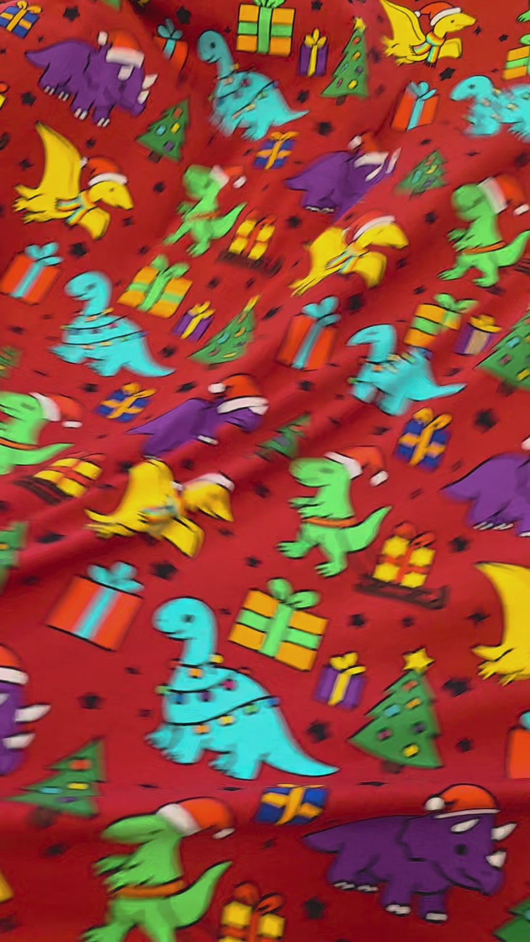 Fabric Mama Christmas Dino Presents Organic Cotton Lycra