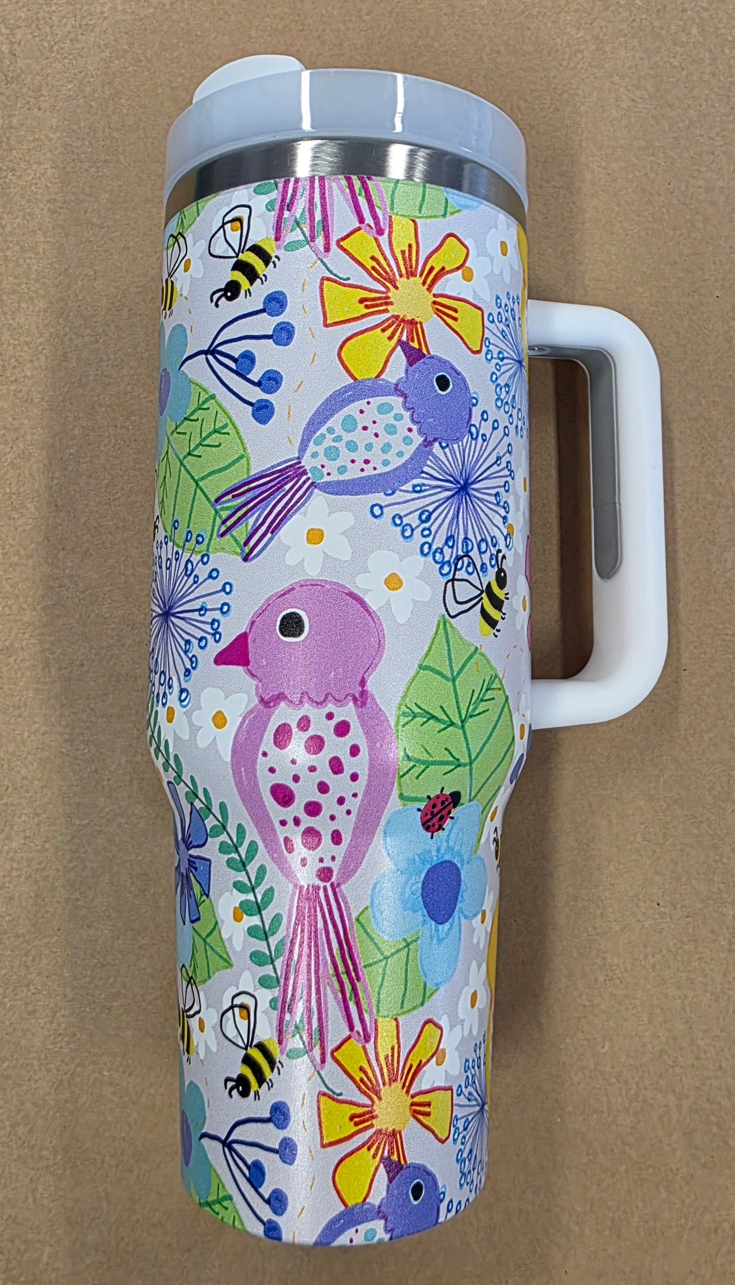Kwaint 1L Grannys Garden Grey Drink Bottle