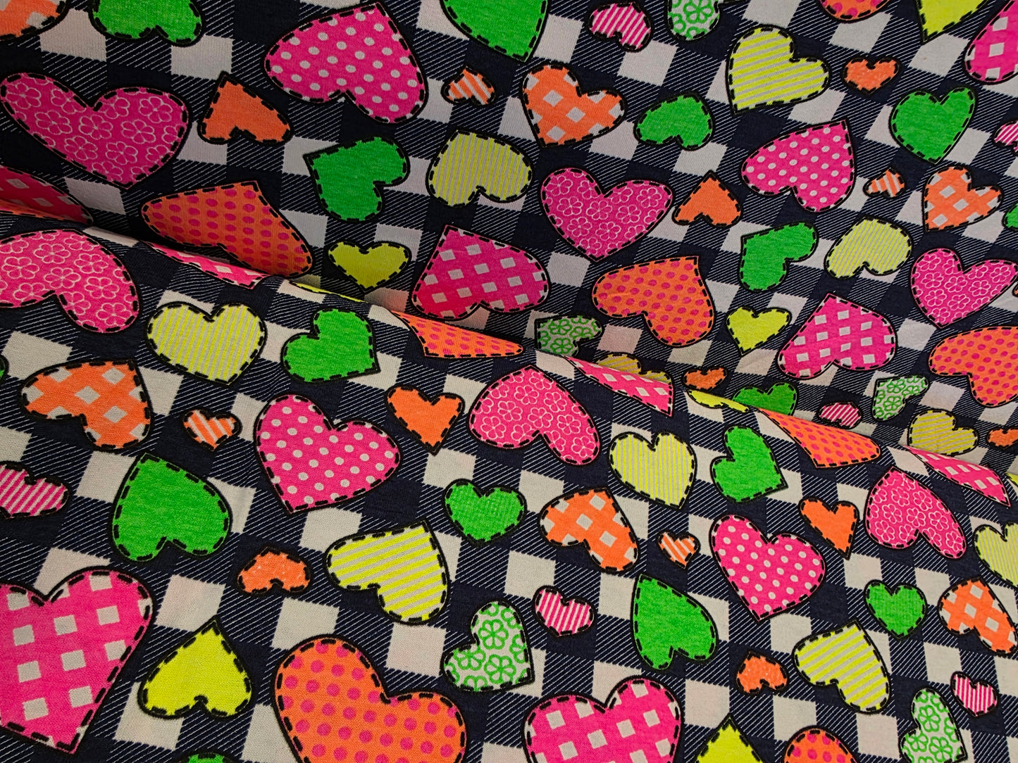 Euroknit Fluro Hearts Check Jersey 220gsm