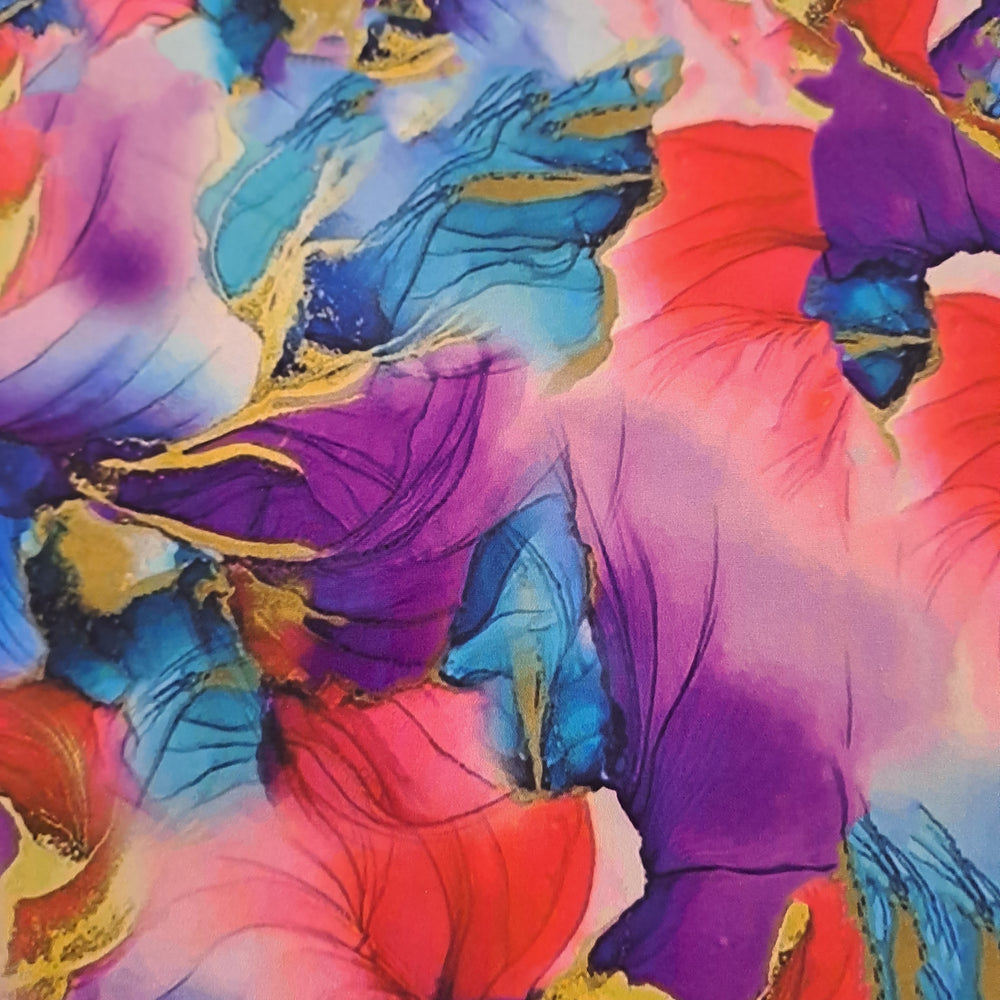 Kwaint Ink Marble Red Blue Green 140gsm Poplin