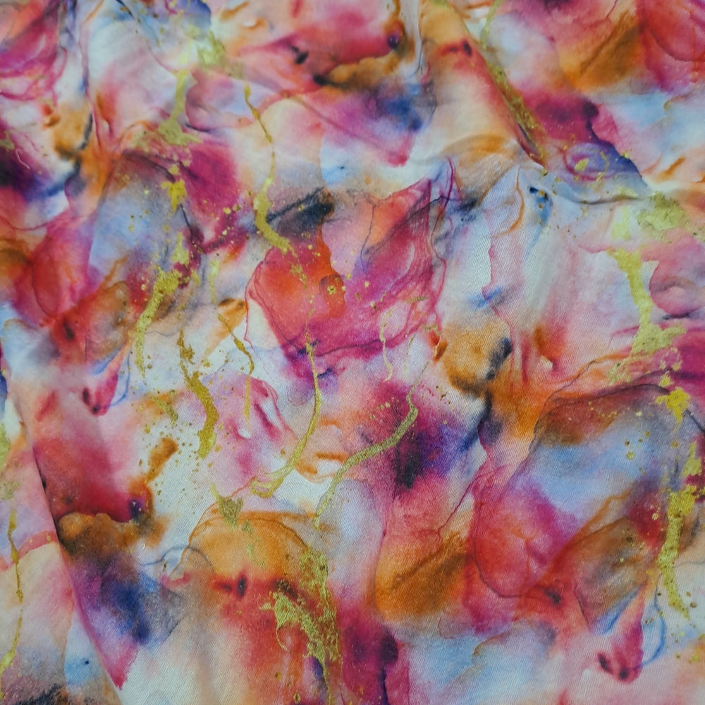 Kwaint Red Gold Swirls Muslin/Double Gauze