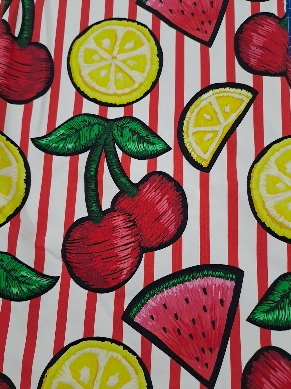 Kwaint Cherries Lemons French Terry