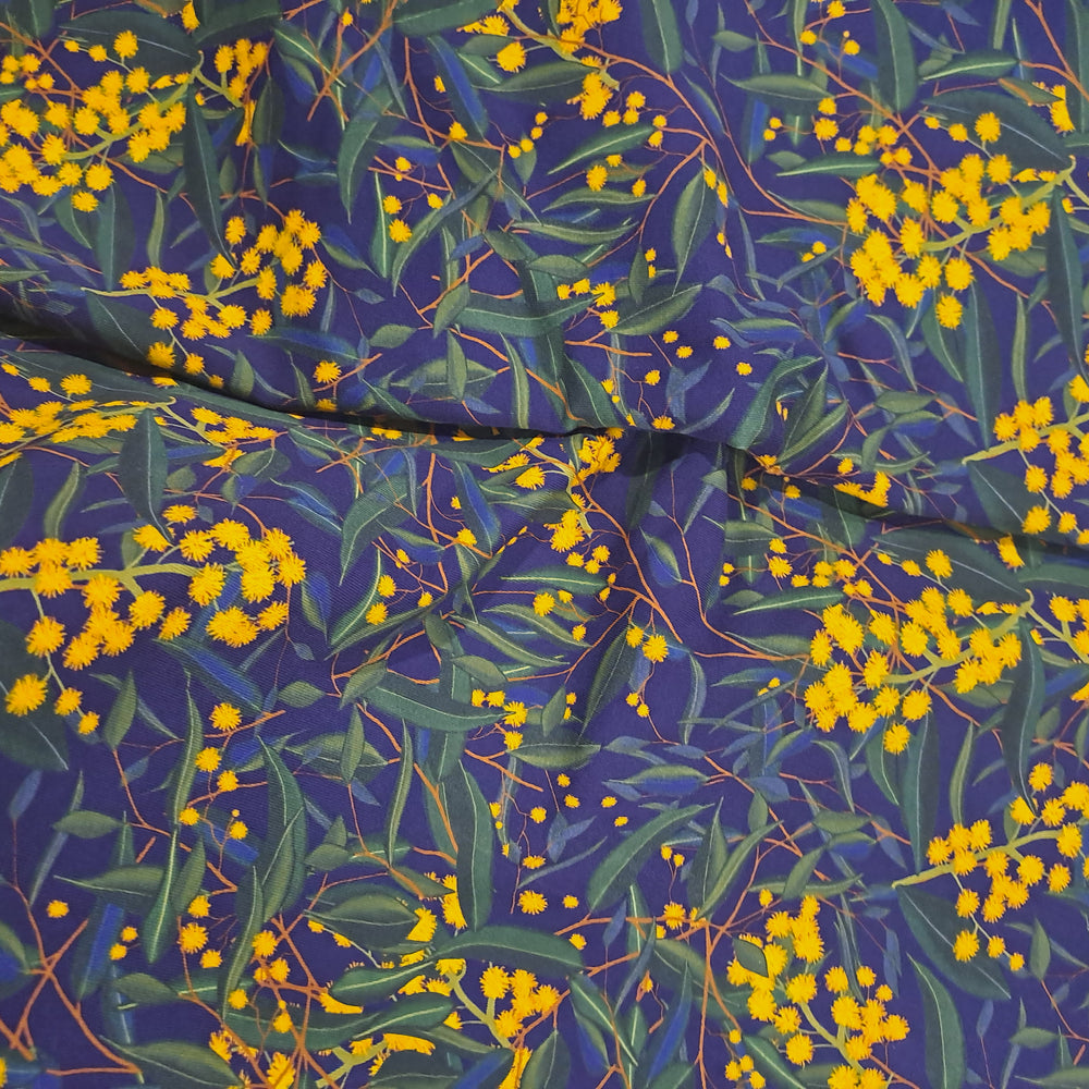 Etched Wattle Navy 220gsm Cotton Lycra